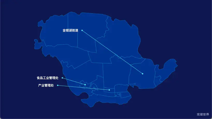 echarts 武汉市东西湖区geoJson地图自定义引导线